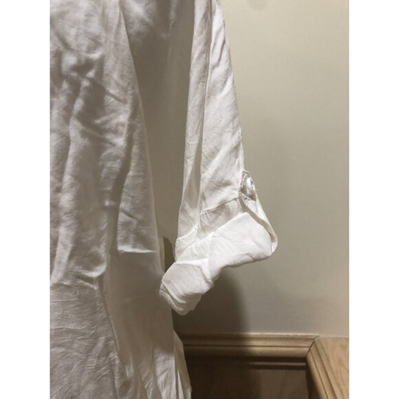 Ua Losangeles ~ Short Sleeve Roll Tab Blouse~ Size Medium ~ Off White - Picture 4 of 7